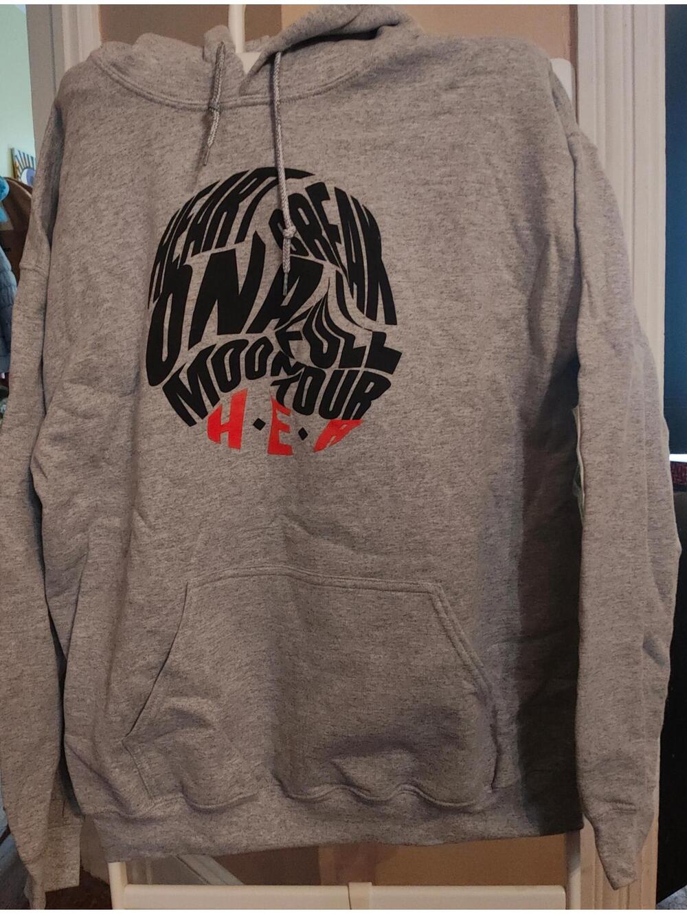 H.E.R. (pop music) heartbreak full moon Tour gray cotton Hoodie Large unisex NEW